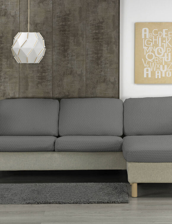 Housse gaufr&eacute;e bi-extensible coussins m&eacute;ridienne (gris)