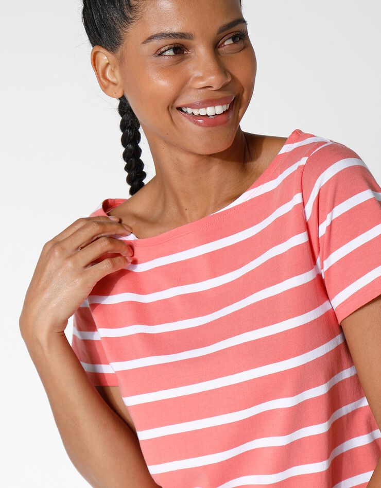Tee-shirt marinière, manches courtes (corail grisé / blanc) Tee-shirt marinière, manches courtes (corail grisé / blanc)