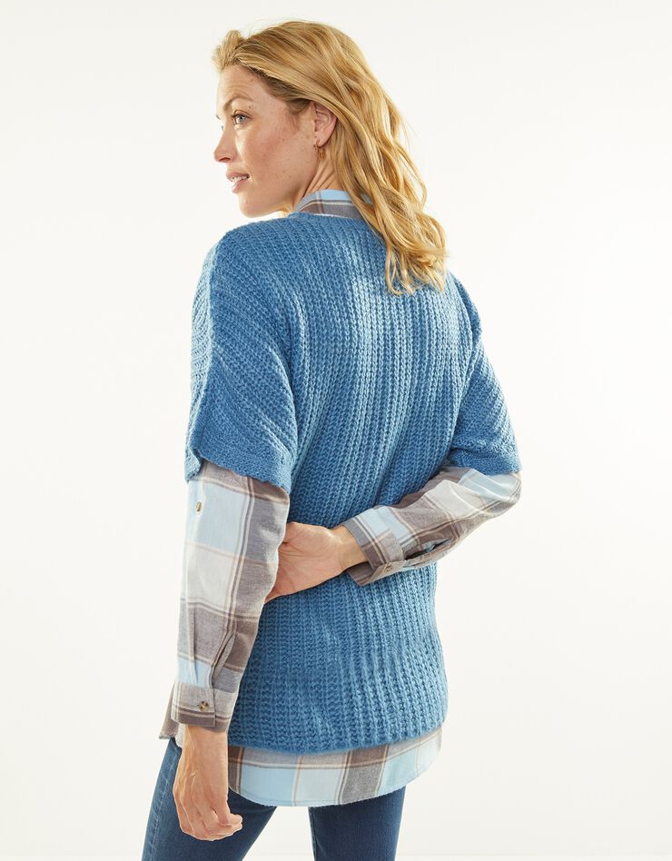 Pull poncho manches coudes (bleu)