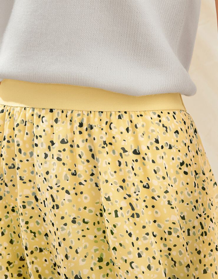 Jupe longue évasée imprimé minimaliste, voile (jaune) Jupe longue évasée imprimé minimaliste, voile (jaune)