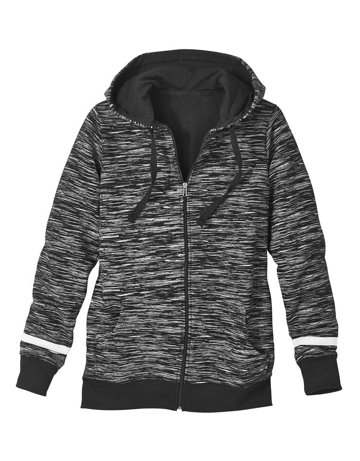 Veste zippée molleton gratté imprimé chiné (noir chiné / blanc) Veste zippée molleton gratté imprimé chiné (noir chiné / blanc)
