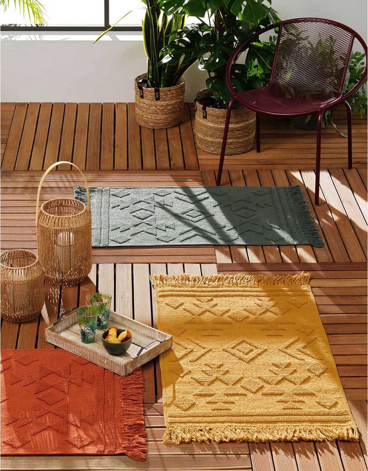 Tapis jacquard à franges kaki (kaki)