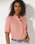 Chemisier manches courtes uni, gaze de coton (corail)
