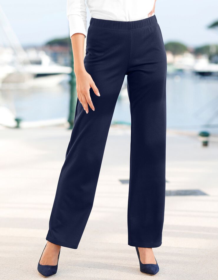 Pantalon maille fluide extensible (bleu marine) Pantalon maille fluide extensible (bleu marine)