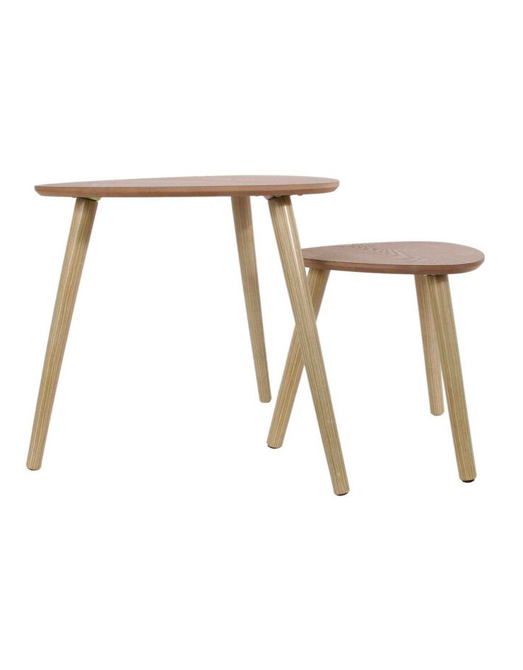 Tables gigognes en bois, plateau triangulaire - lot de 2 (naturel)