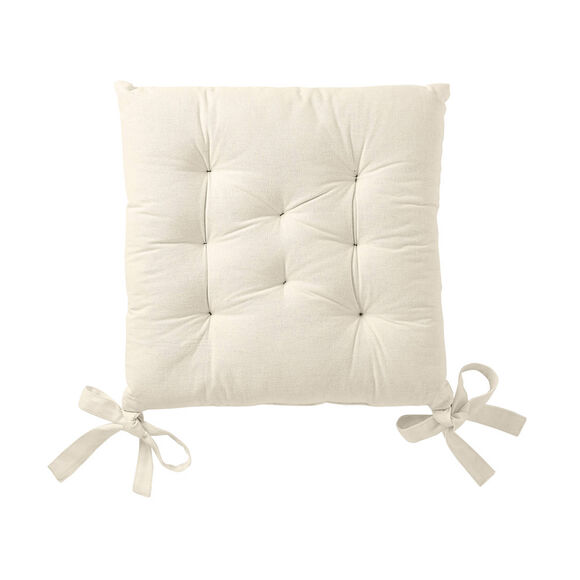 Galette de chaise carrée unie coton bachette - lot de 2 (naturel)