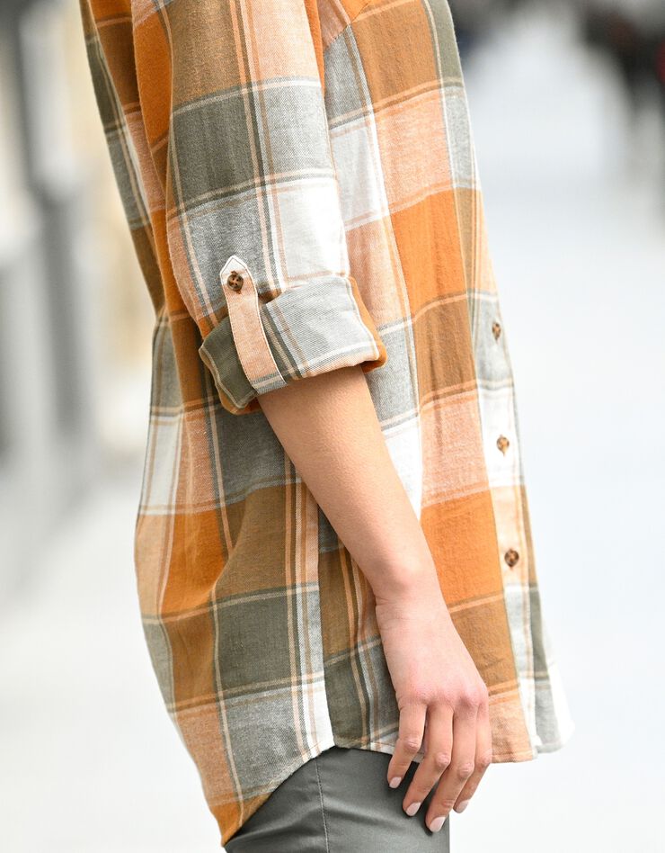 Chemise longue grands carreaux flanelle (kaki) Chemise longue grands carreaux flanelle (kaki)