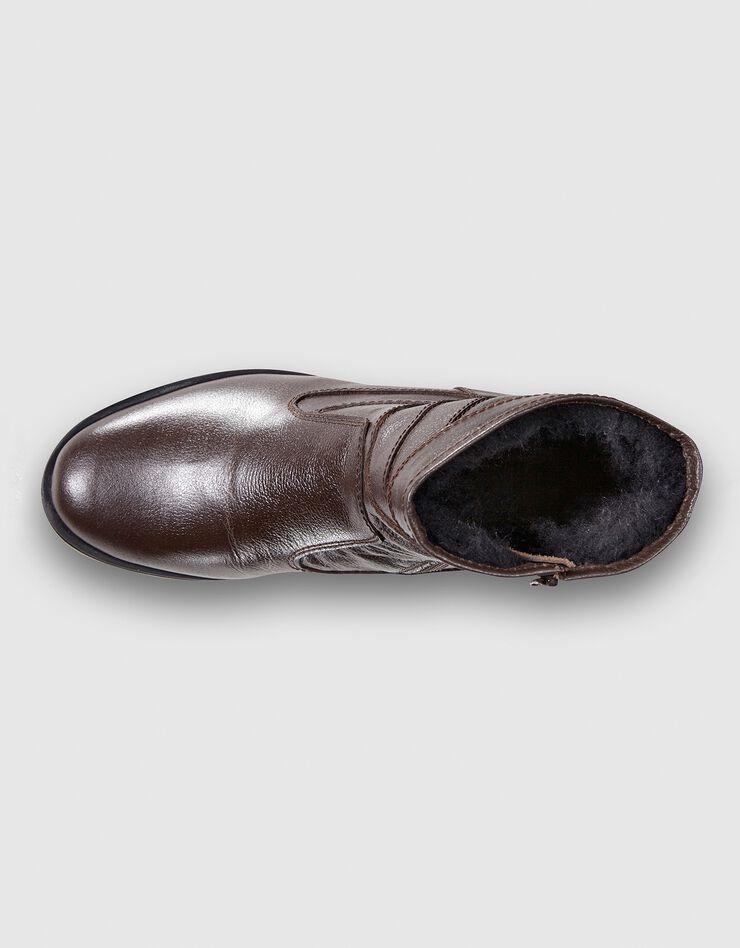 Botillons zippés cuir fourrés laine - jusqu'au 46 (marron) Botillons zippés cuir fourrés laine - jusqu'au 46 (marron)