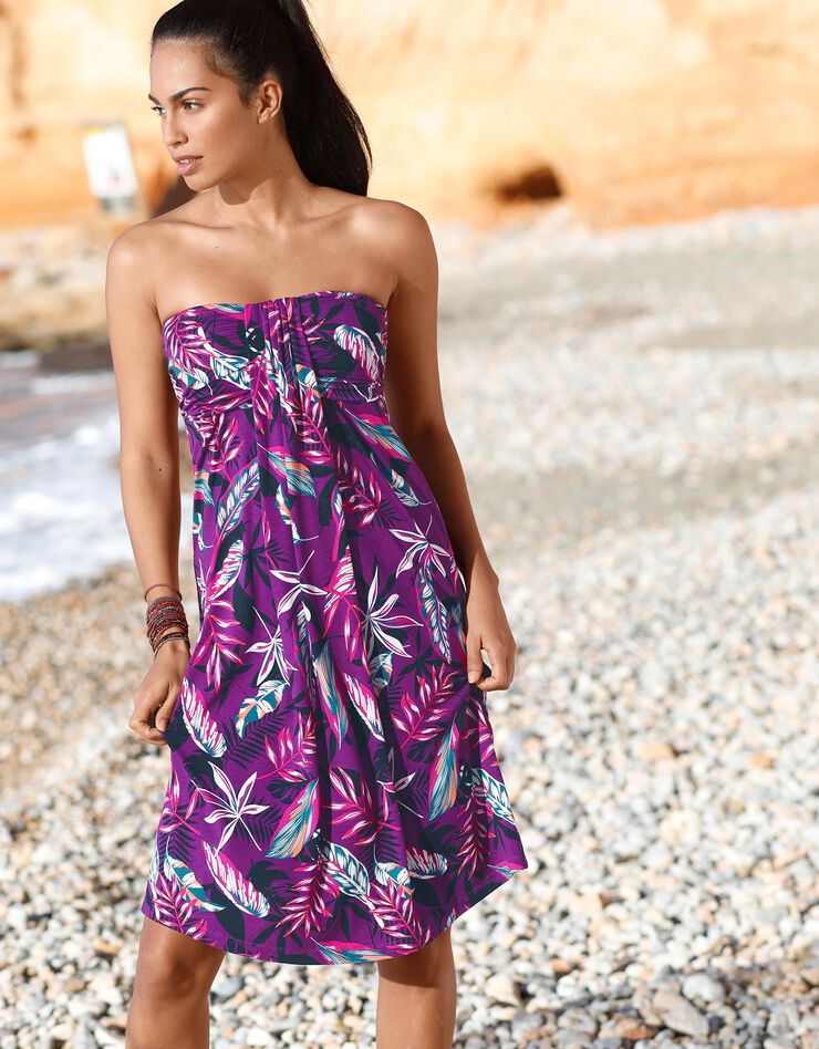 Robe bustier imprimée bretelles amovibles (violine) Robe bustier imprimée bretelles amovibles (violine)