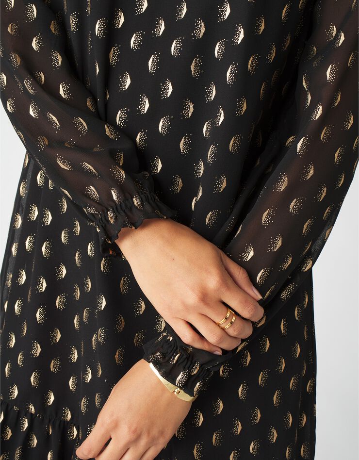 Robe en voile imprimé doré (noir / doré)