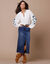Jupe droite fendue en jean (stone)