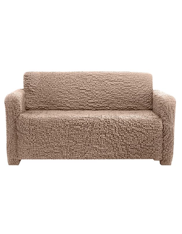 Housse gaufrée bi-extensible canapé fauteuil accoudoirs (grège)