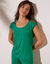 T-shirt maille unie, laçage épaules (vert)