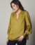 Blouse dentelle manches longues blousantes (vert mousse)