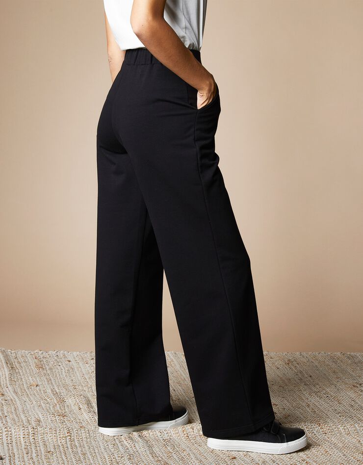 Pantalon molleton jambe large intérieur gratté (noir) Pantalon molleton jambe large intérieur gratté (noir)