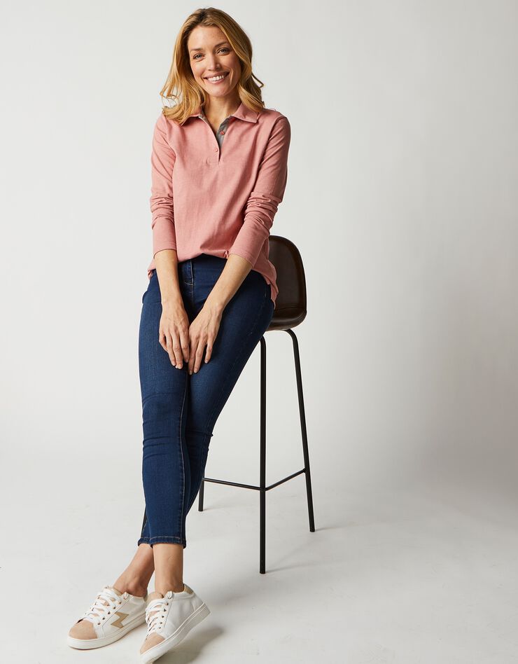Polo bicolore maille jersey (bois de rose / gris) Polo bicolore maille jersey (bois de rose / gris)