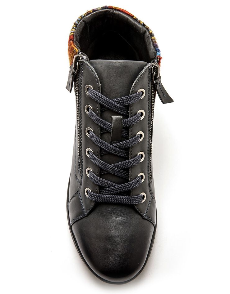Boots cuir tannage végétal - largeur confort (bleu grisé)