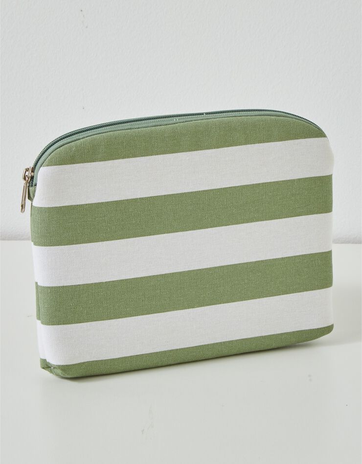 Housse zippée matelassée rayée pour tablette, collection "Ninole" (kaki / blanc) Housse zippée matelassée rayée pour tablette, collection "Ninole" (kaki / blanc)