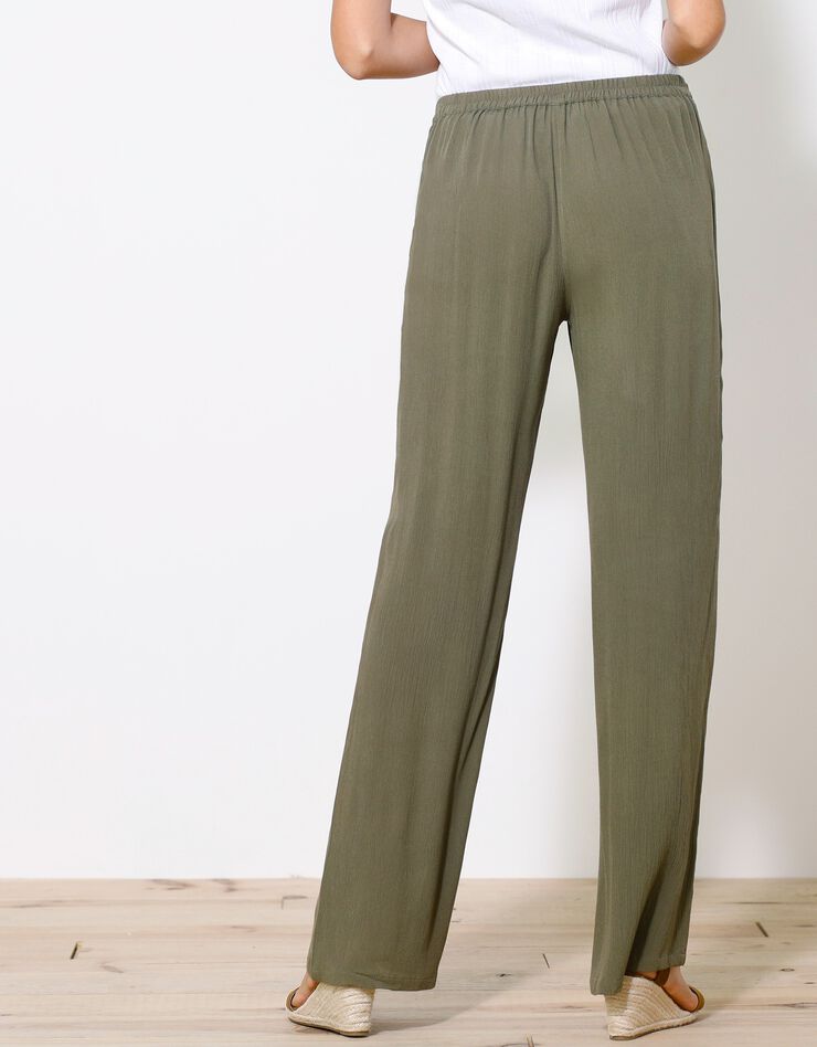 Pantalon droit crépon uni (kaki) Pantalon droit crépon uni (kaki)