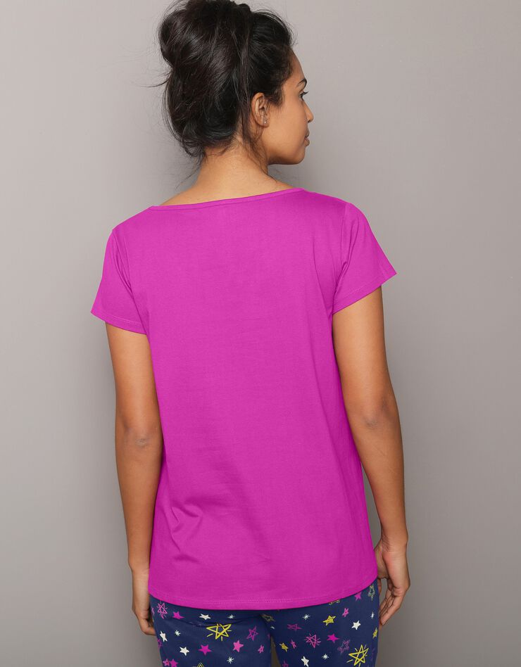 Tee-shirt de pyjama manches courtes imprimé Estrella  (fuchsia)