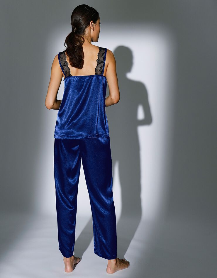 Pyjama large satin et dentelle (bleu) Pyjama large satin et dentelle (bleu)