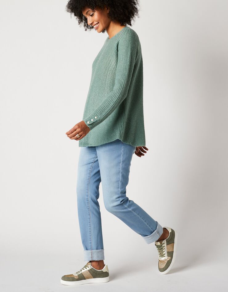 Pull évasé maille anglaise (kaki) Pull évasé maille anglaise (kaki)