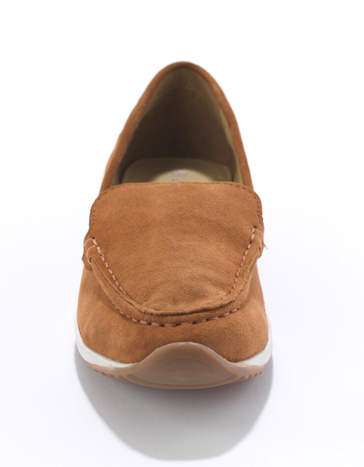 Mocassins en croûte de cuir à semelle crantée bicolore (caramel) Mocassins en croûte de cuir à semelle crantée bicolore (caramel)