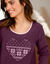 Chemise de nuit polaire imprimé coeur manches longues (prune)