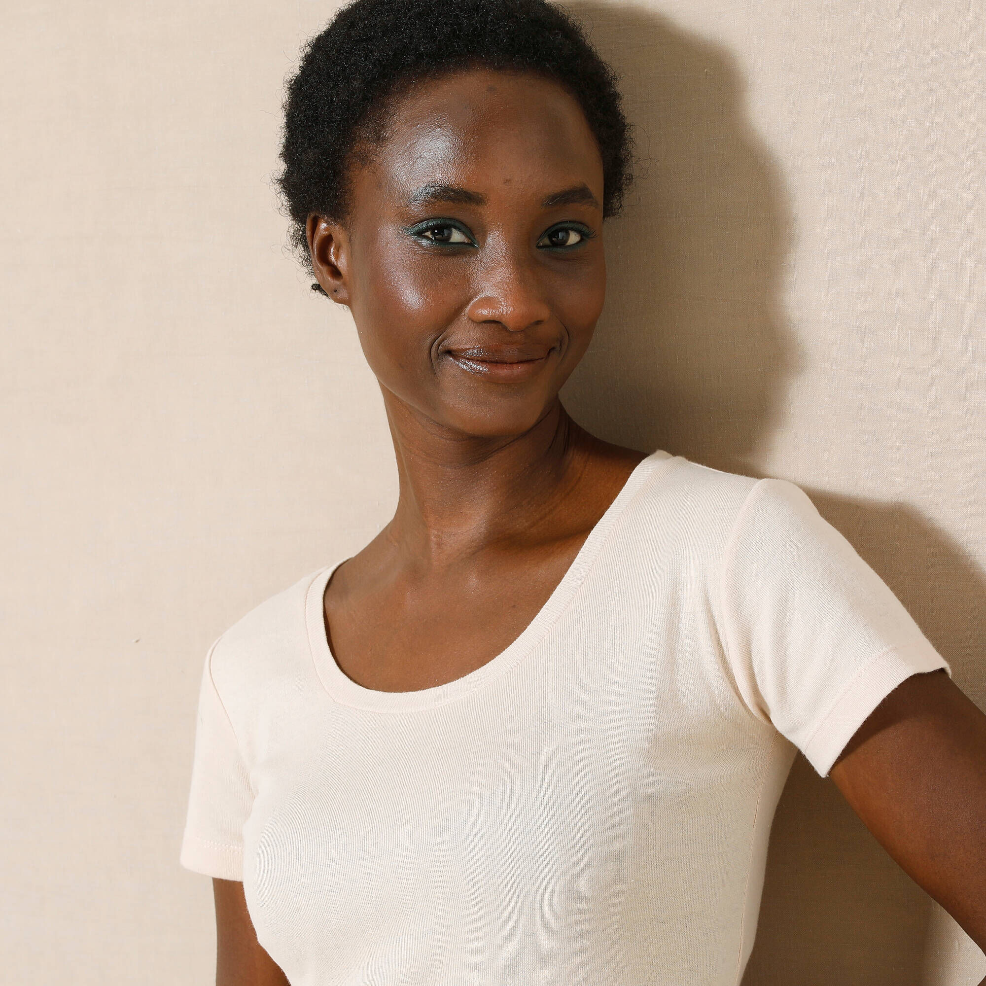 T-shirt Femme Citizen Coton 100% - Taille S, Beige Marron, Col Rond, Manches Courtes, Parfait état