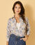 Chemise oversize imprimé fleuri (écru / bleu)