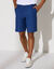 Bermuda coton - lin, 3/4 élastiqué (bleu denim)
