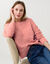 Pull col rond, maille fantaisie en laine m&eacute;lang&eacute;e (rose)