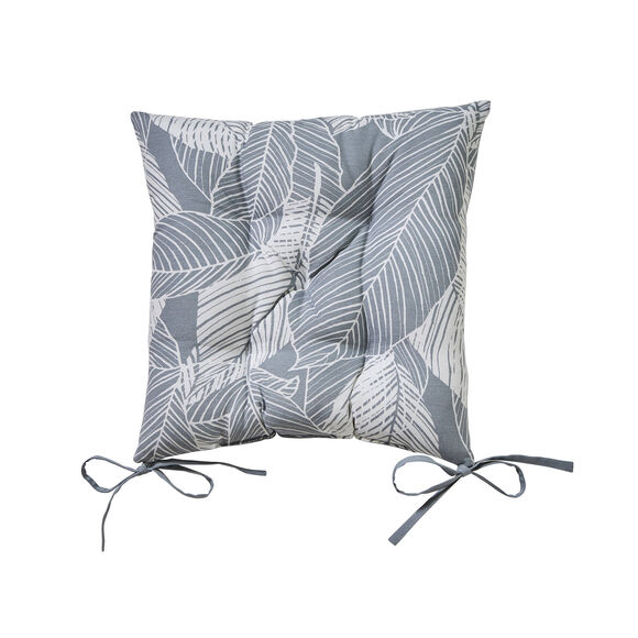 Galette de chaise carrée imprimé feuillage - lot de 2 (gris perle)