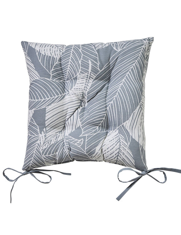 Galette de chaise carr&eacute;e imprim&eacute; feuillage - lot de 2 (gris perle)