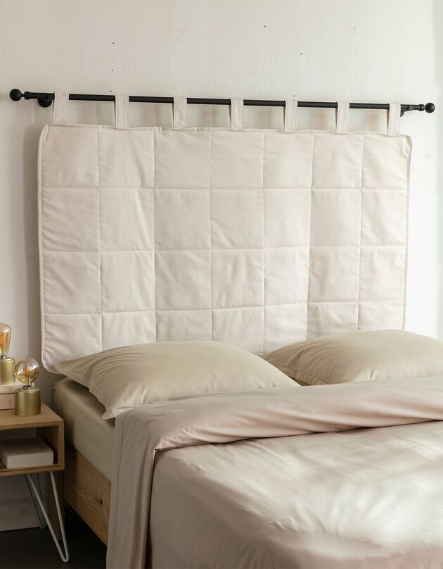Tête de lit matelassée finition passe-tringle (écru)