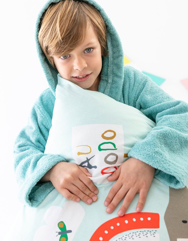 Linge de lit enfant Noé imprimé 1 personne - coton (bleu ciel)