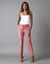 Pantalon 7/8ème fuselé uni, tissu fluide (bois de rose)