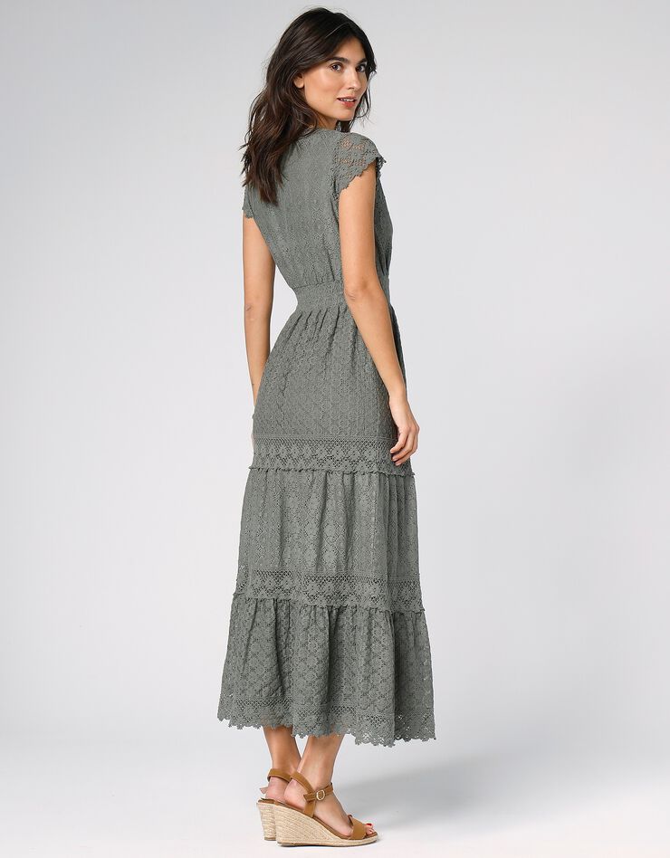 Robe longue dentelle macramé (kaki)