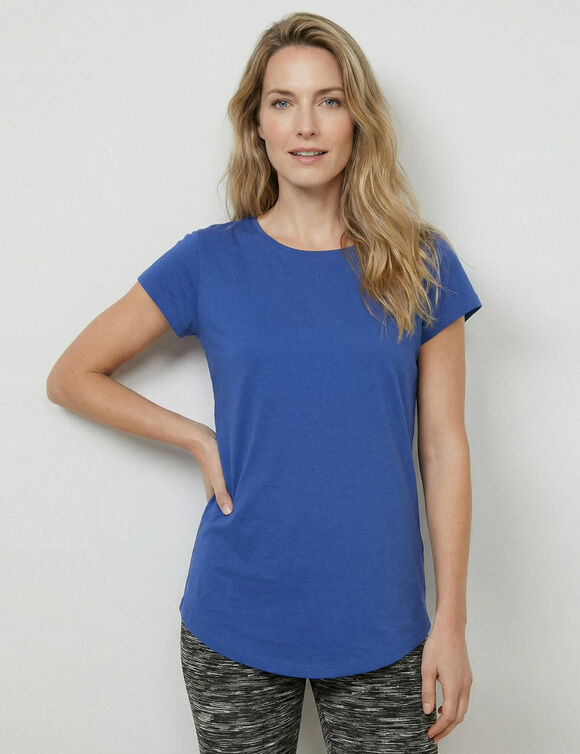 T-shirt col rond, manches courtes (bleu indigo)
