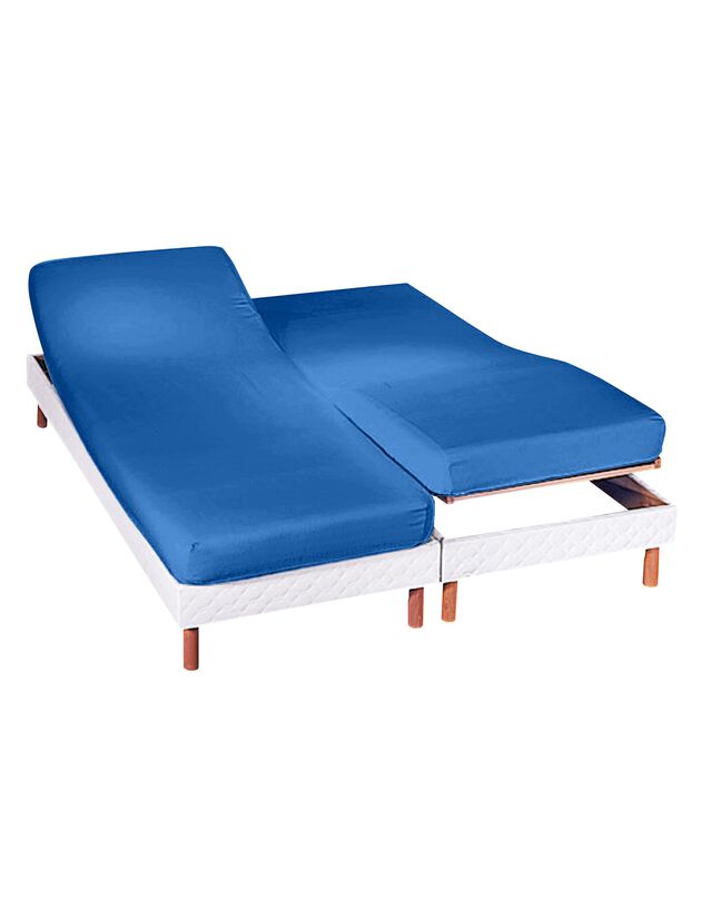 Drap-housse uni sommier articulé coton - bonnets 26 cm (océan)