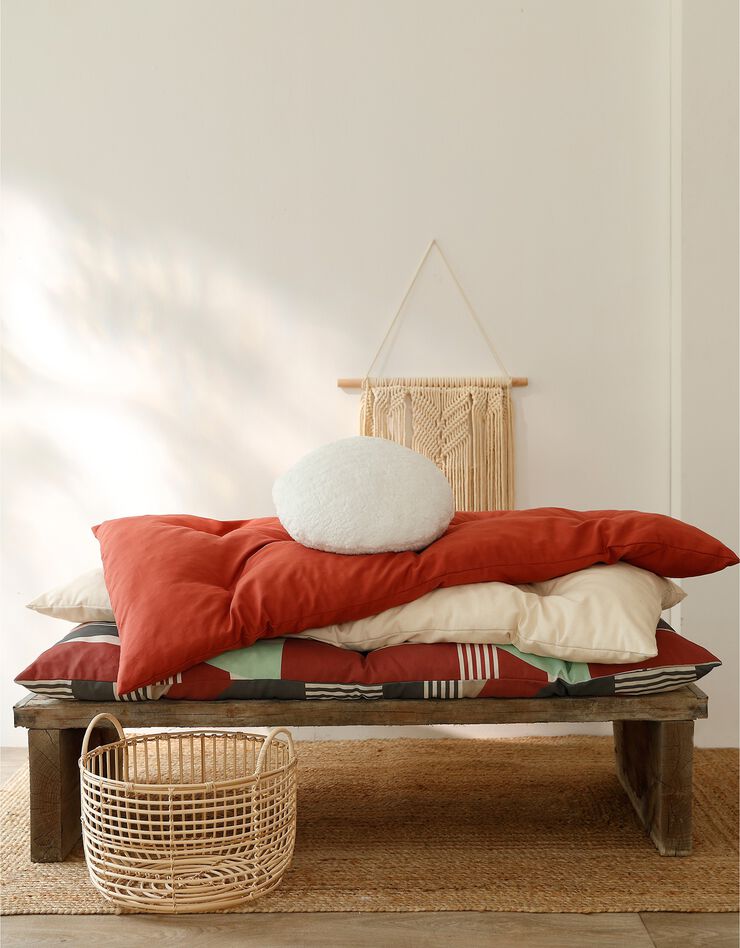 Long coussin de sol uni, coton (terracotta) Long coussin de sol uni, coton (terracotta)
