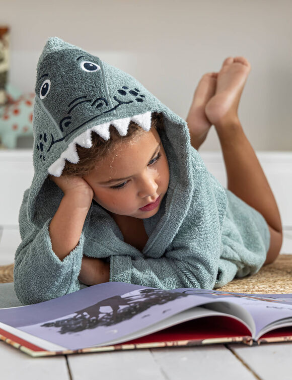 Peignoir de bain déguisement enfant crocodile éponge coton - 340 g/m² (vert)