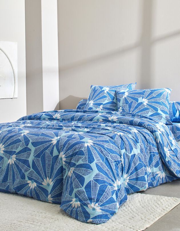 Linge de lit Eventail en coton (bleu)
