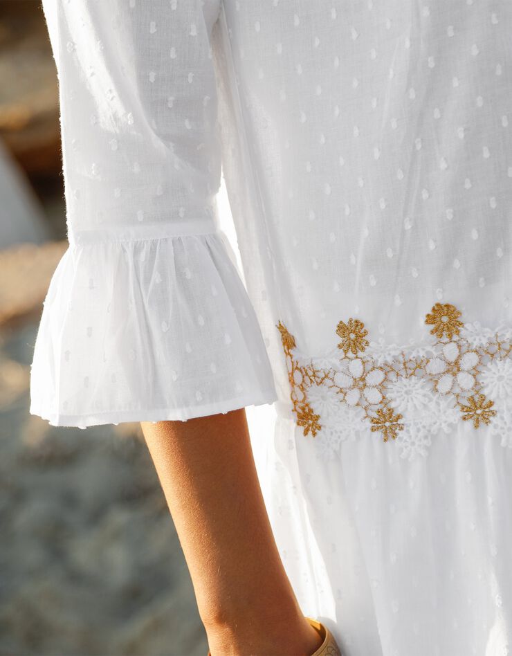 Tunique voile plumetis macramé (blanc) Tunique voile plumetis macramé (blanc)