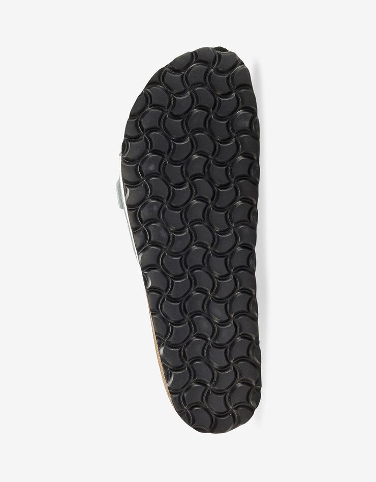 Mules plates cuir à boucle réglable - argenté (argenté)