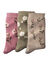 Chaussettes imprimées fleurs - lot de 3 paires (kaki + rose + beige)