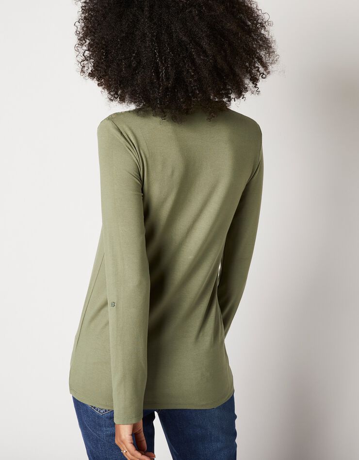 Tee-shirt col tunisien dentelle jersey (bronze) Tee-shirt col tunisien dentelle jersey (bronze)