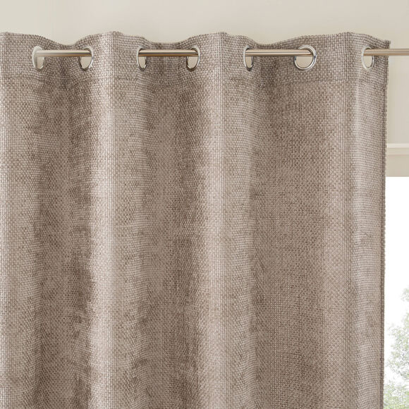 Rideau tissage chenille finition &oelig;illets (sable)
