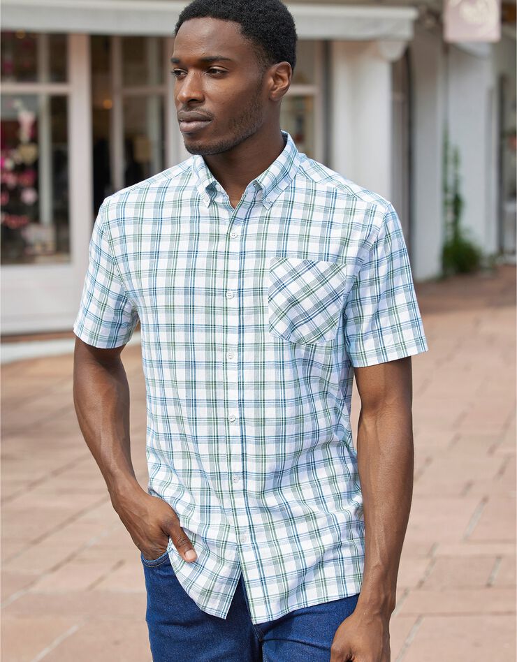 Chemise carreaux tissé-teint manches courtes (vert) Chemise carreaux tissé-teint manches courtes (vert)