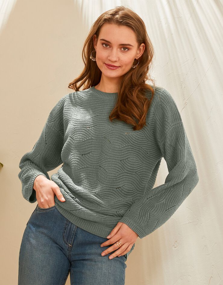 Pull manches longues, maille fantaisie (bronze) Pull manches longues, maille fantaisie (bronze)